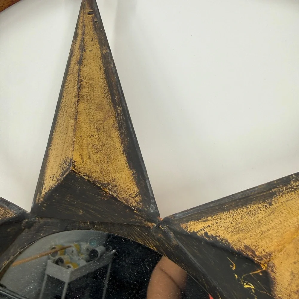 Sunburst Wall Mirror Gold Black Celestial Star Metal Decor Round Sun face